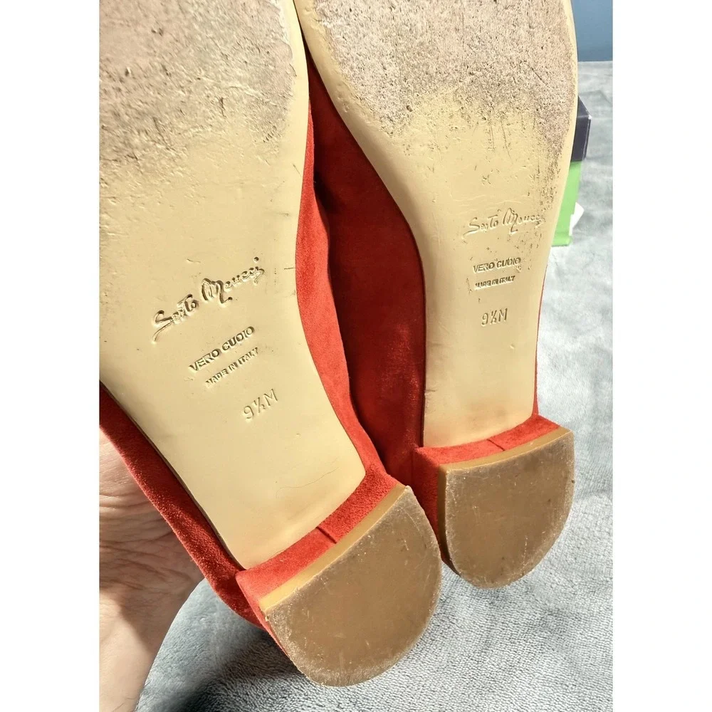 Sesto‎ Meucci Shoes Womens Size 9.5 Red Suede Rhinestone Flats Slip On Italy